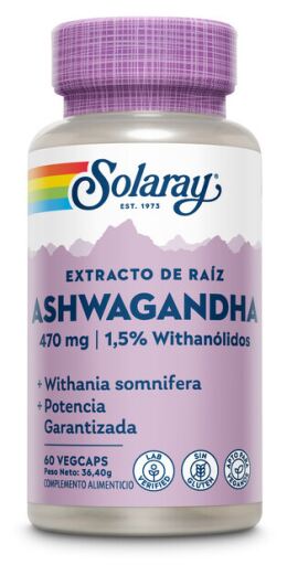 Solaray Ashwagandha 470 mg 60 Vegetable Capsules