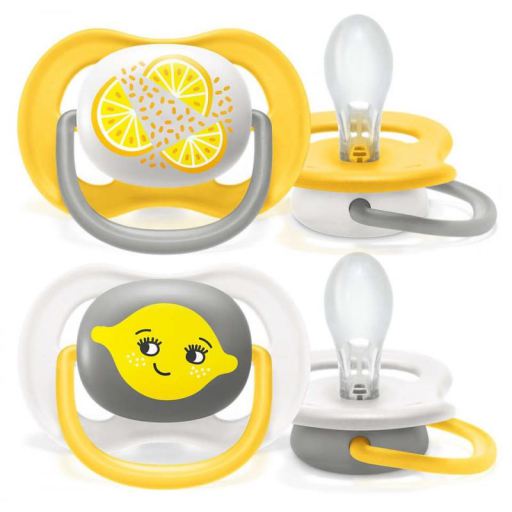 Ultra Air Pacifiers Yellow Fruits 6 to 18 Months 2 units