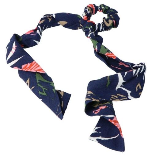 Scrunchie with Dark Blue Printed Scarf 1 Unit