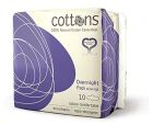 Overnight Night Pads with Wings 100% Cotton 10 Units